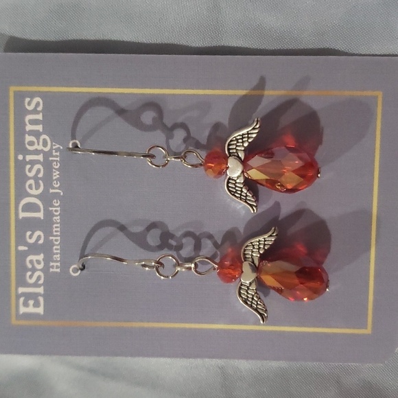 447- Women's Angels Beads Dangle Earrings Handmade NWT - Picture 1 of 2